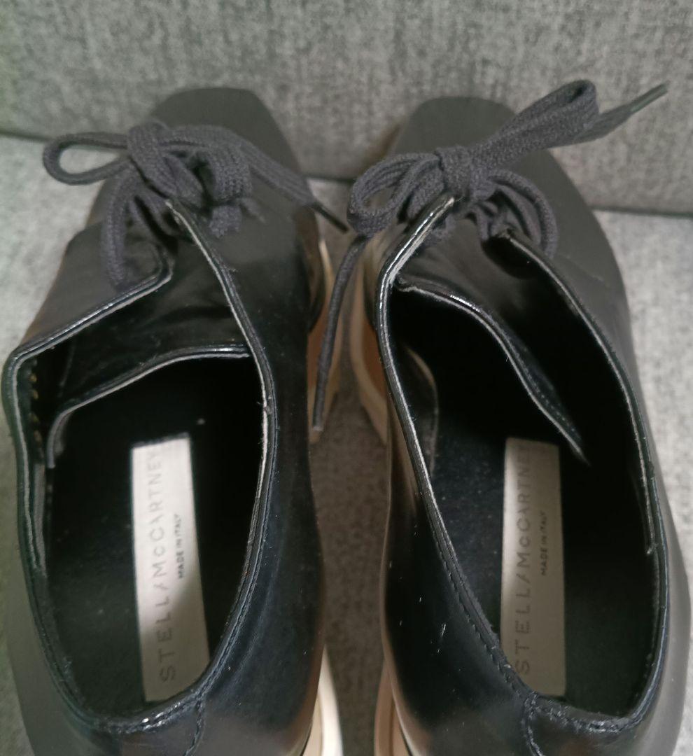ステラマッカートニー エリス ブラックレザー 厚底レースアップシューズ 36