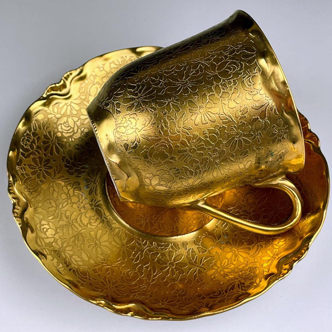 【希少】フッチェンロイター 24K 金彩 カップ＆ソーサー ハンドエングレーブド