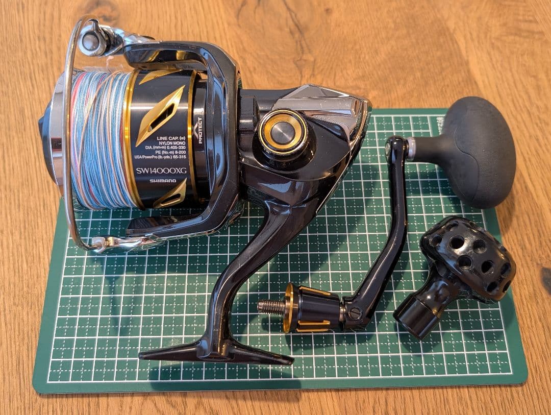 機関良好　シマノ　19　ステラsw　 14000XG　左巻き　社外ハンドルノブ付