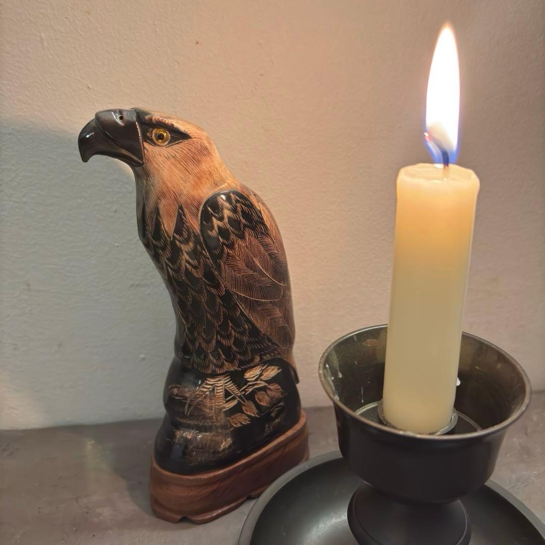 水牛の角　彫刻　民藝　鷲　アメリカ