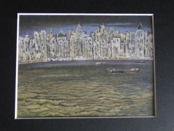 津田直樹、【再見上海】、希少な額装用画集より、新品額装付、状態良好