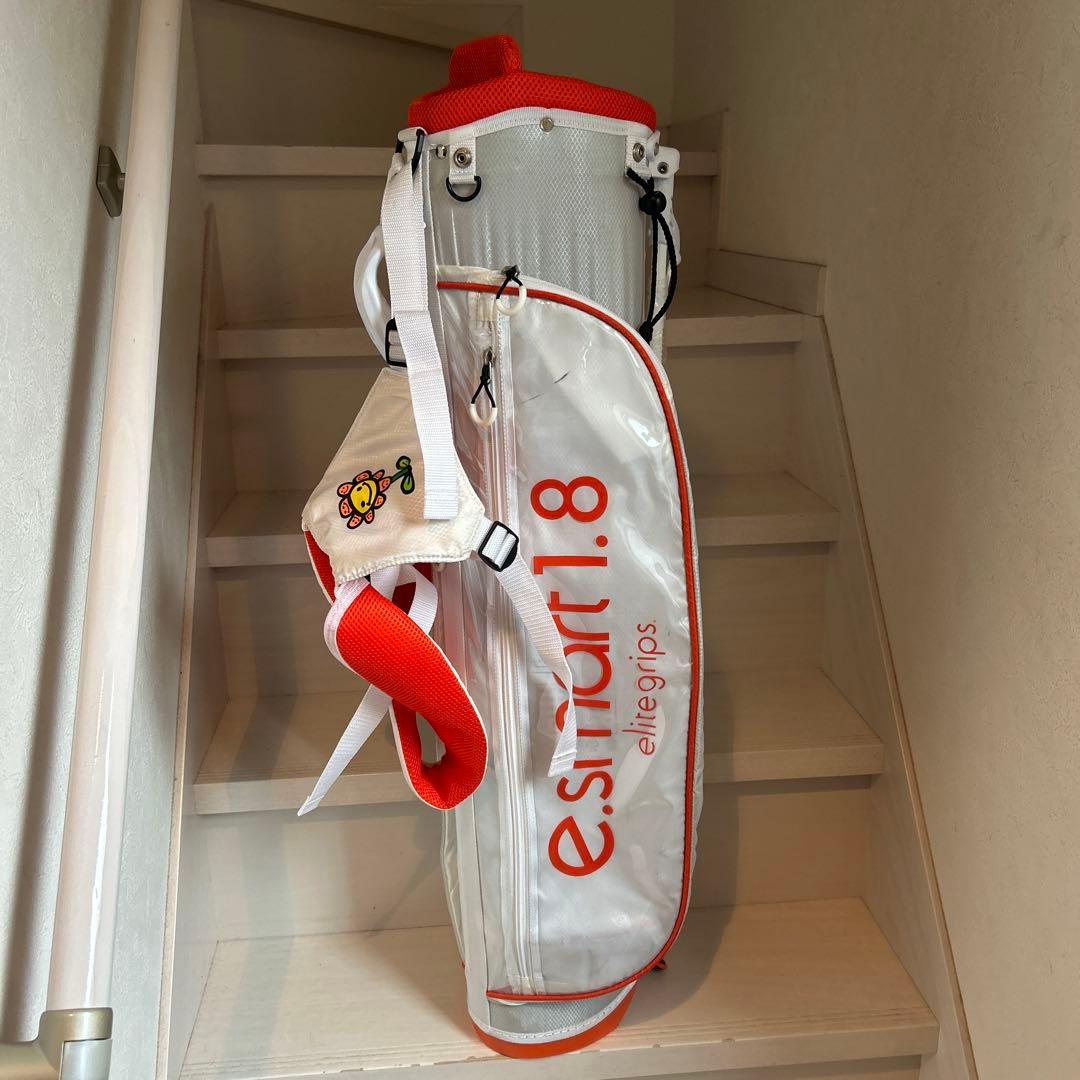 ◻︎エリートグリップ　軽量スタンド式キャディーバッグ　人気の白xオレンジ
