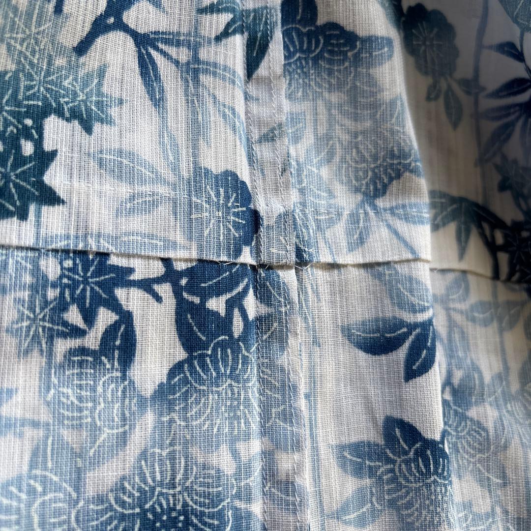 着物ユーザー必見‼️ 美品‼️綿麻浴衣　お誂え　白×藍色