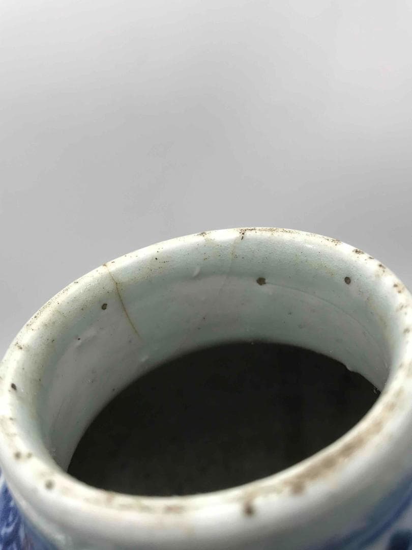 清雍正時代　染付 青花唐草花卉文梅瓶　旧家コレクション　唐物　景徳鎮(D-62)