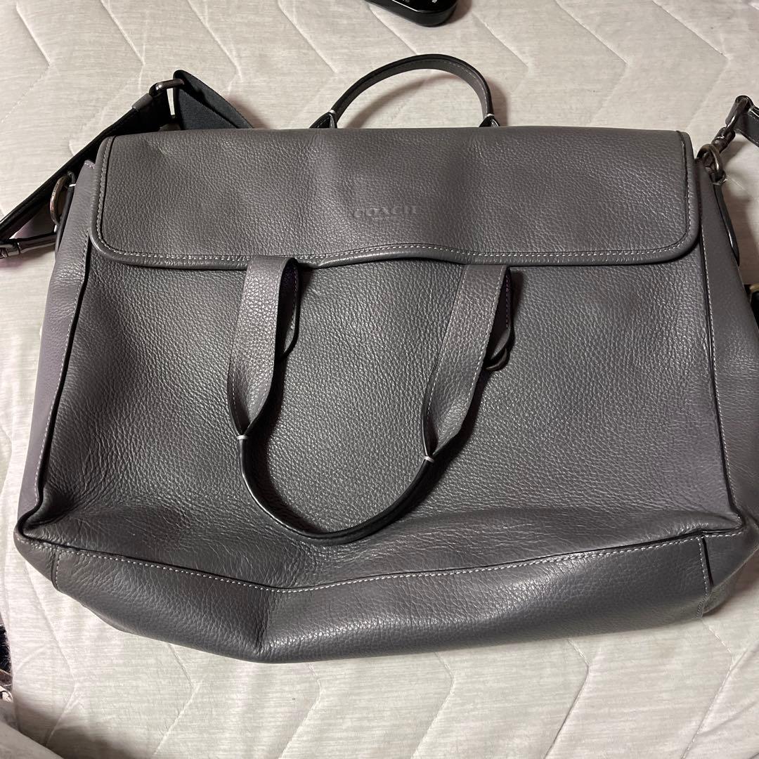 グレー レザー ビジネスバッグ