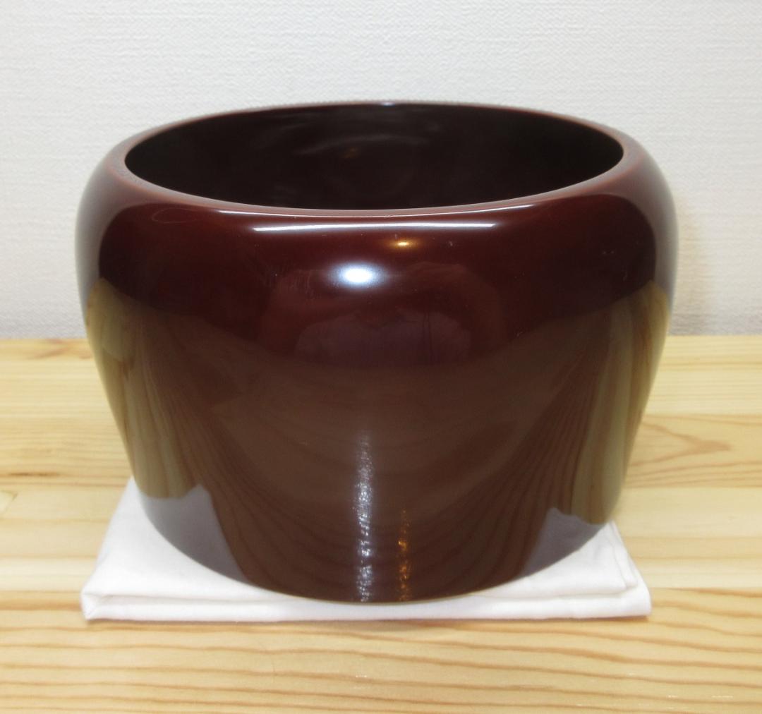 送料込【逢絢亭】茶道具 建水 溜塗 竹 布袋形 千家十職 黒田正玄 共箱入り