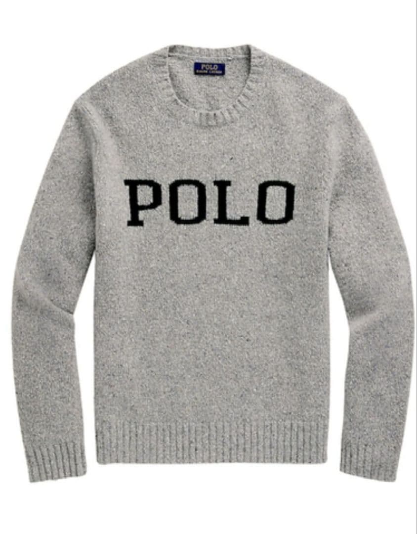 ​極美品ポロラルフローレン POLOロゴ ニット セーター グレー L 現行タグ