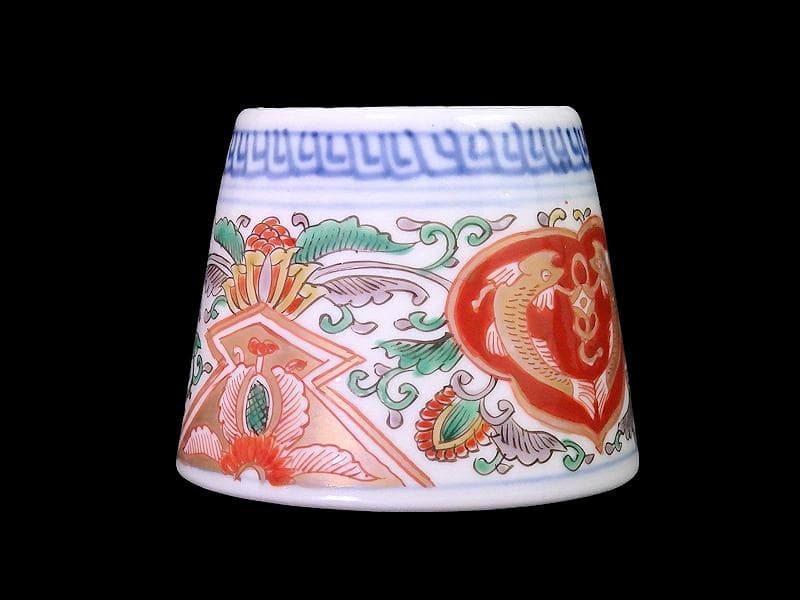 古伊万里　金襴手　双魚に花唐草の図　蕎麦猪口　E221AS-fbvn