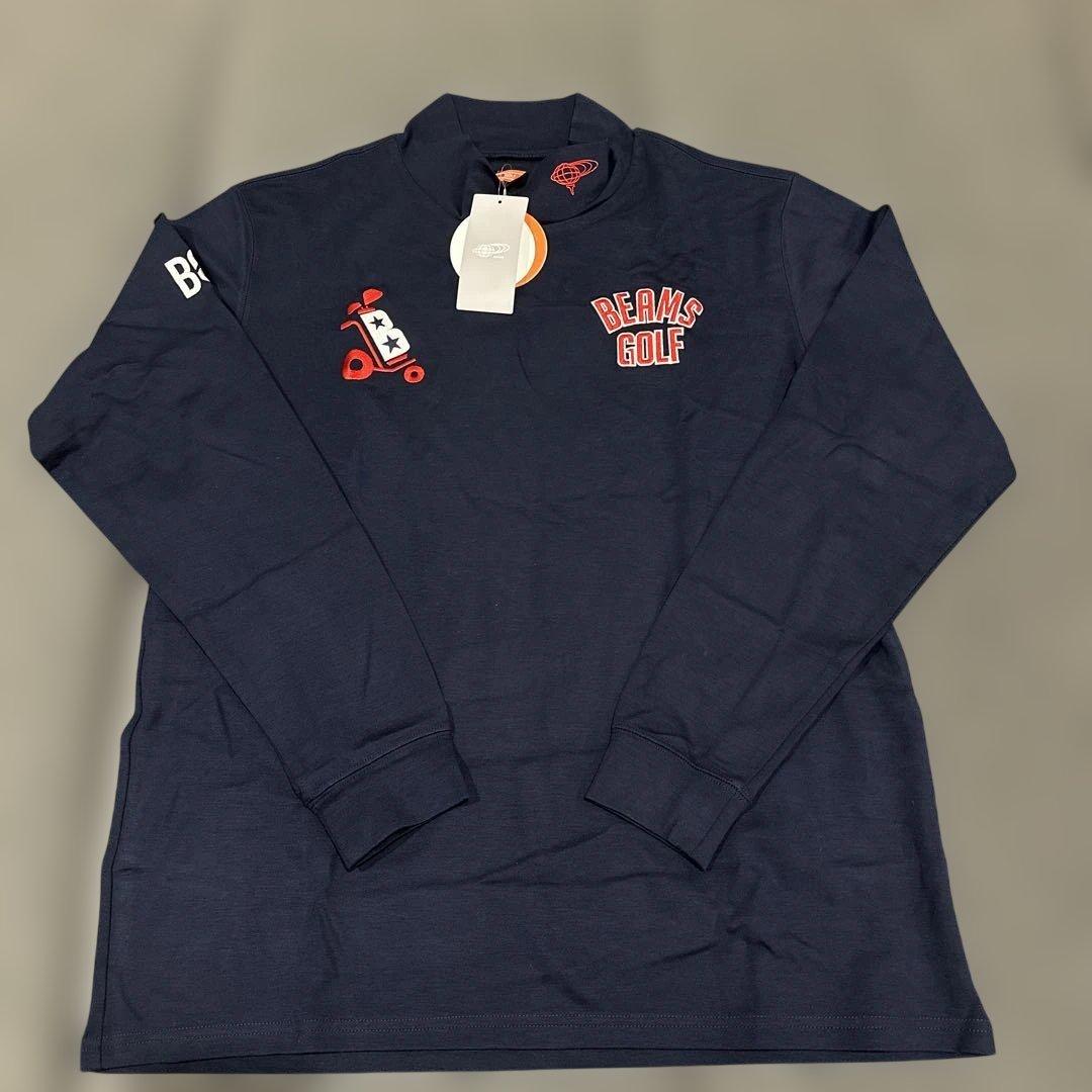新品‼️【BEAMS GOLF】ネイビー長袖カットソー　モックネック　XL