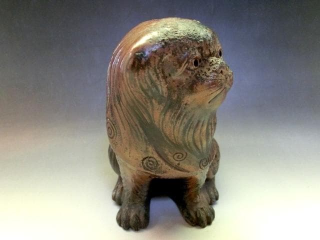 置物■古備前 犬 ちん 江戸時代 オブジェ 戌 古美術 時代物 骨董品■