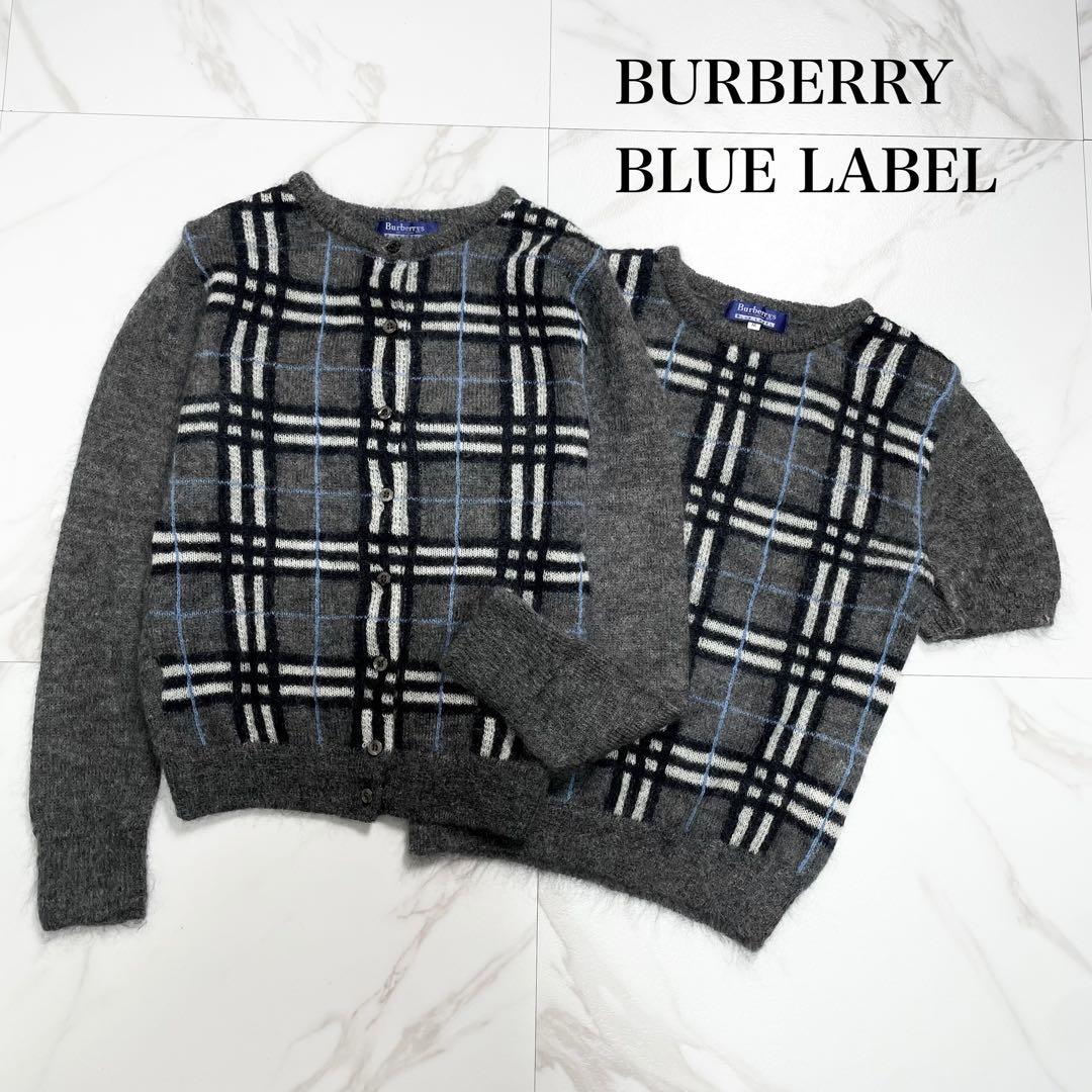 バーバリーブルーレーベル アンサンブル ニットカーディガン モヘヤ ノバチェック