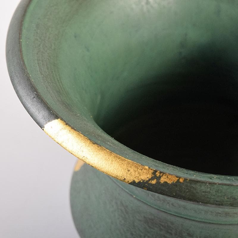 平安　秦蔵六造　塗金銅香炉　「瑞雲」　共箱　D　R7792