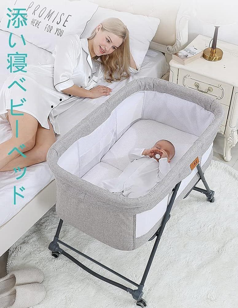 Luddy ベビーベッド折りたたみ キャスタ付き ゆりかご 収納便利