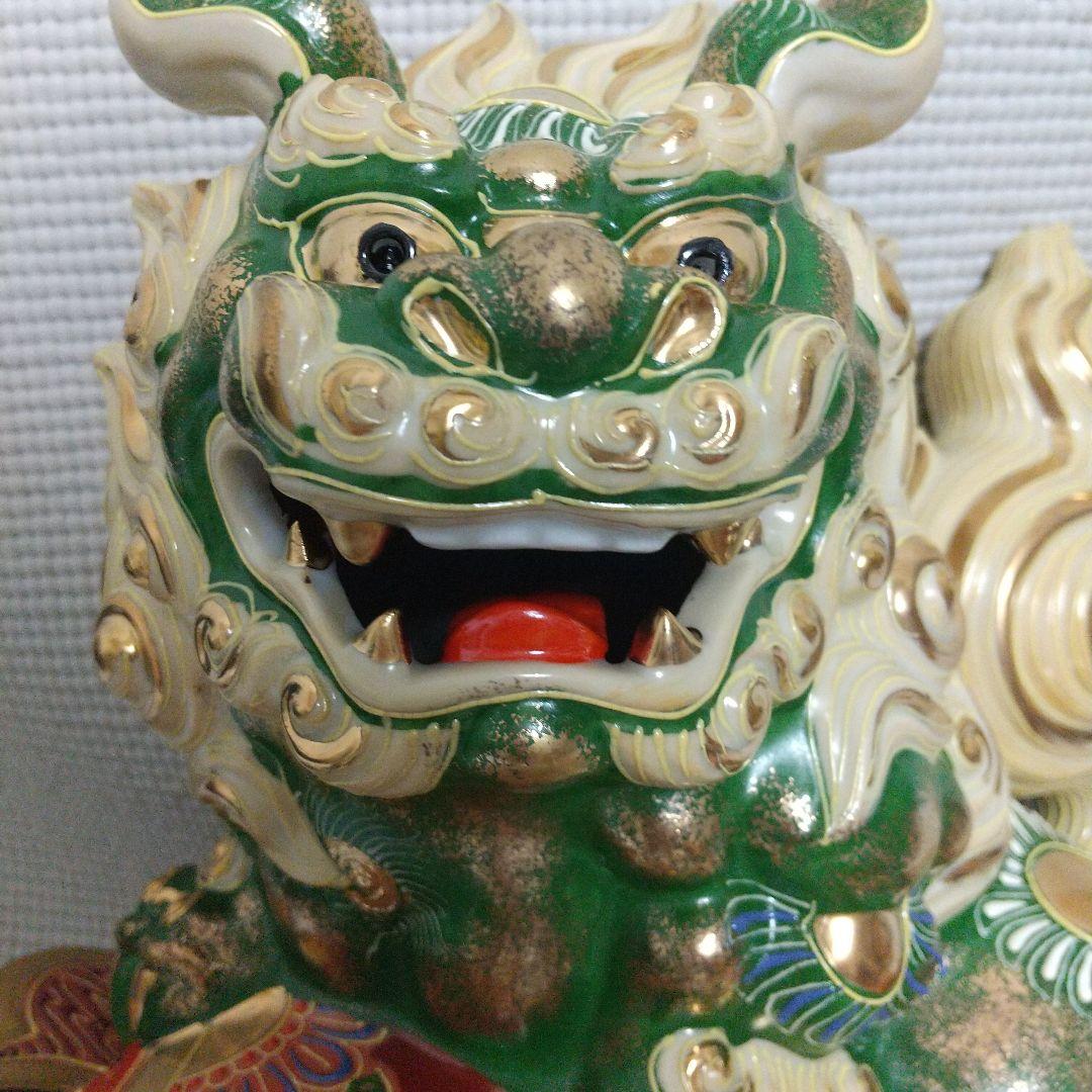 N*n様 打出の小槌♪30cm狛犬 レア色 金運/魔除け 九谷焼