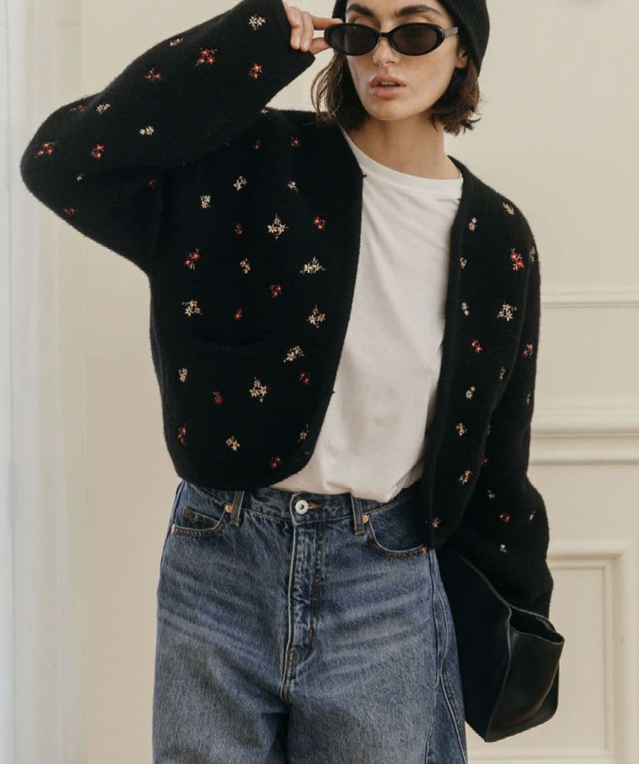 トップス CREDONA /FLOWER EMBROIDERY KNIT JACKET