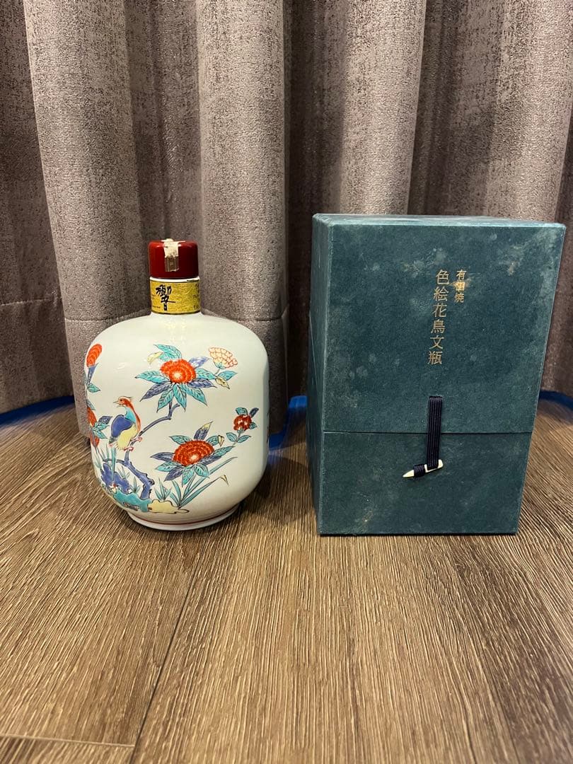 響　21年　有田焼　色絵花鳥文瓶　開封済　793g