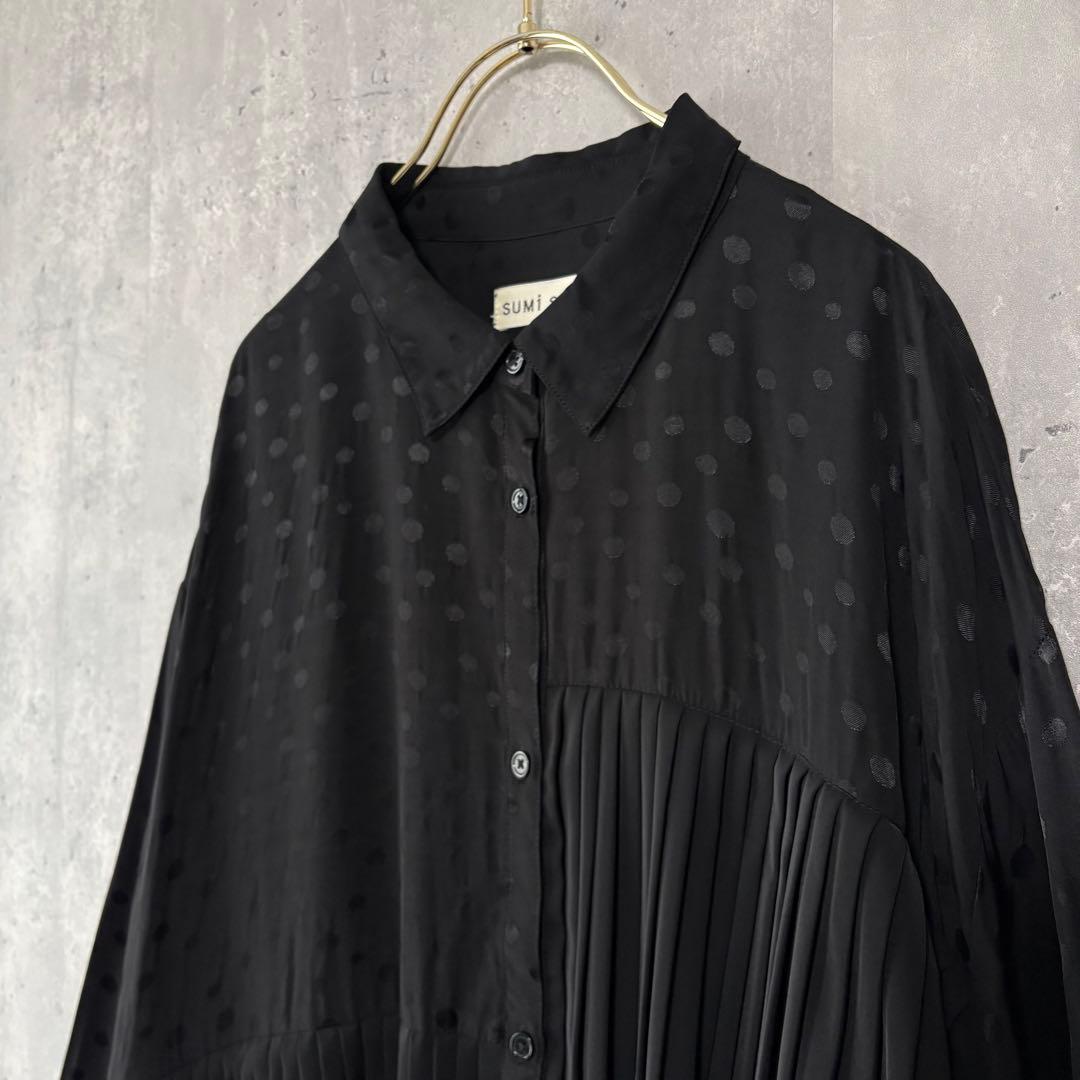 SUM1 STYLE スミスタイル アシメプリーツブラウス ドット切替