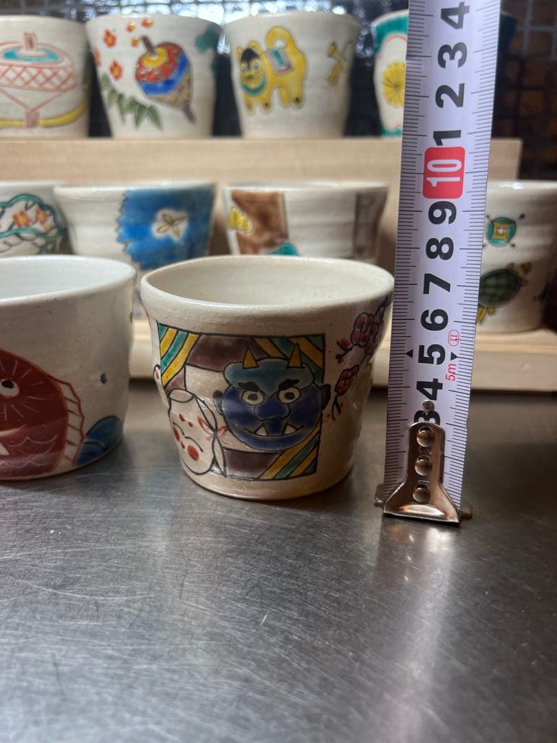 春夏秋冬 10点セット★希少 正月 季節の祝ごと 九谷焼 エクボ猪口 湯呑