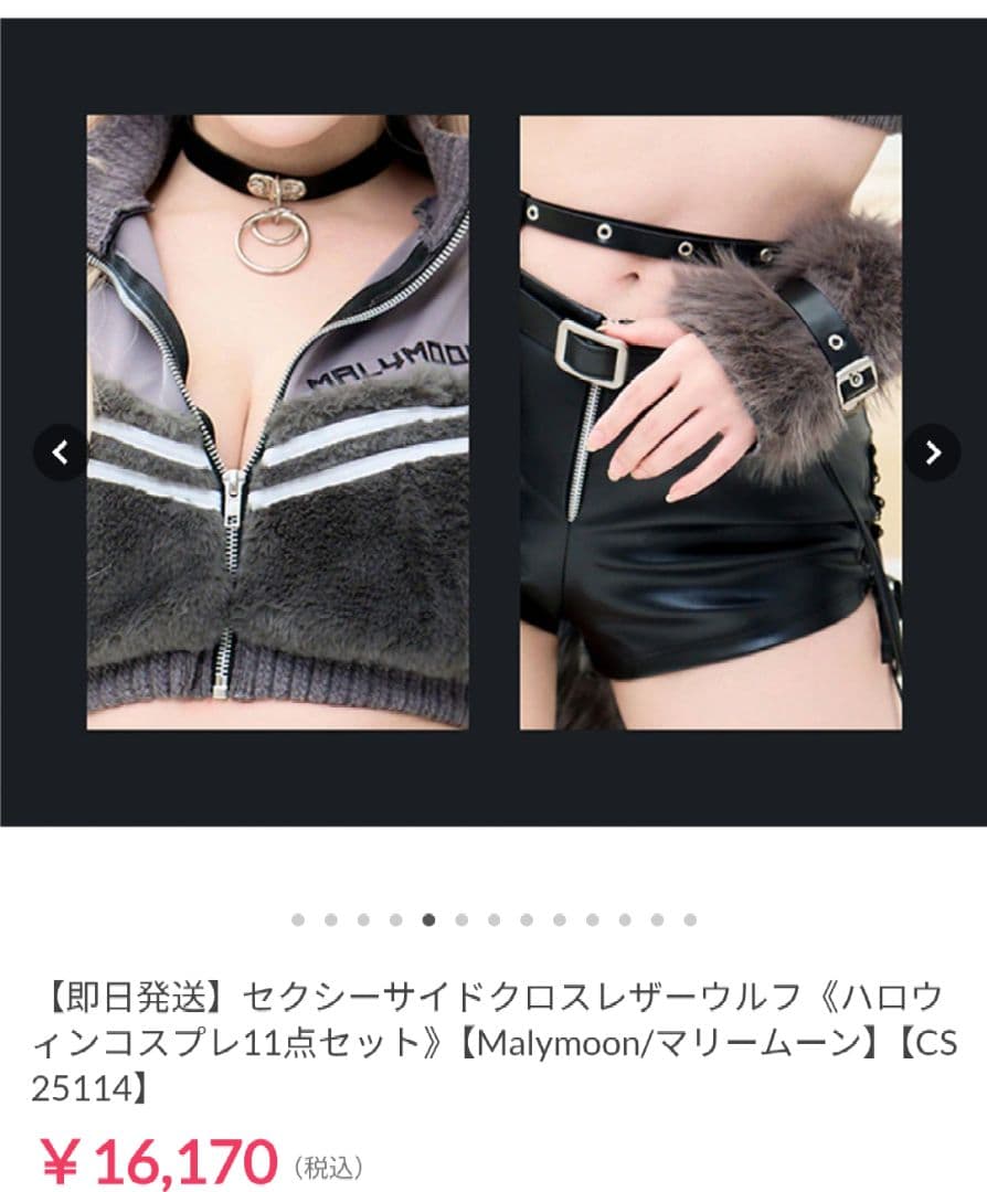 マリームーン セクシーサイドクロスレザーウルフ コスプレ11点セット