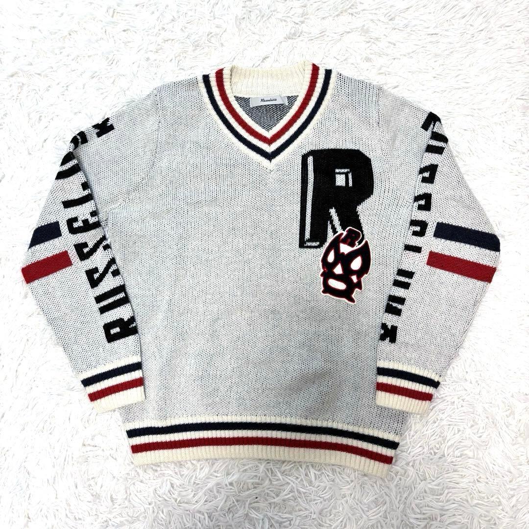 新作 ラッセルノ ニットセーター ホワイト Vネック ゴルフウェア