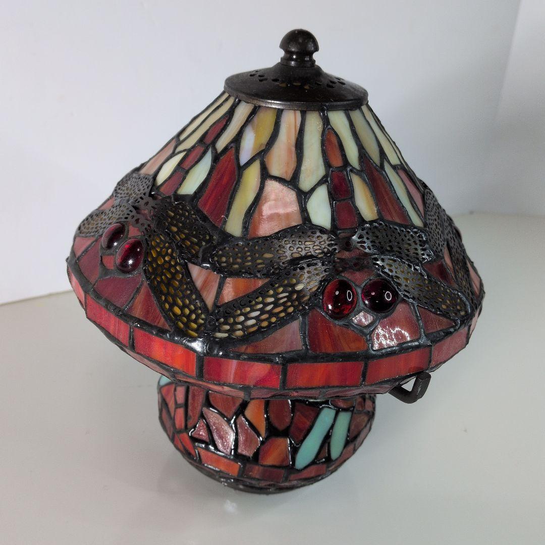 【 アンティーク 】 ステンドグラス／テーブルライト／トンボ／立体ガラス