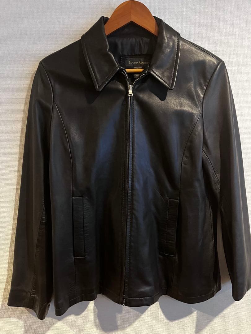 【美品】BANANA REPUBLIC ブラック レザージャケット レディースM