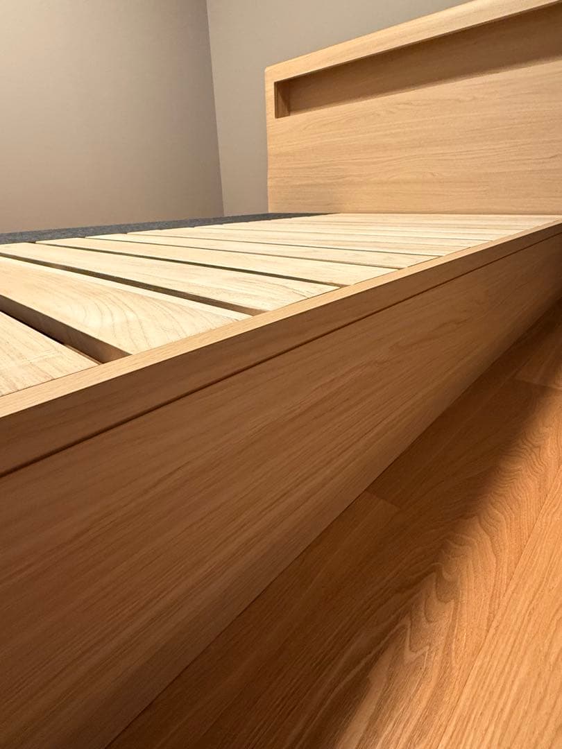 シモンズ ダブルベッド LED付き 引き出し収納 ステーションタイプ ナチュラル