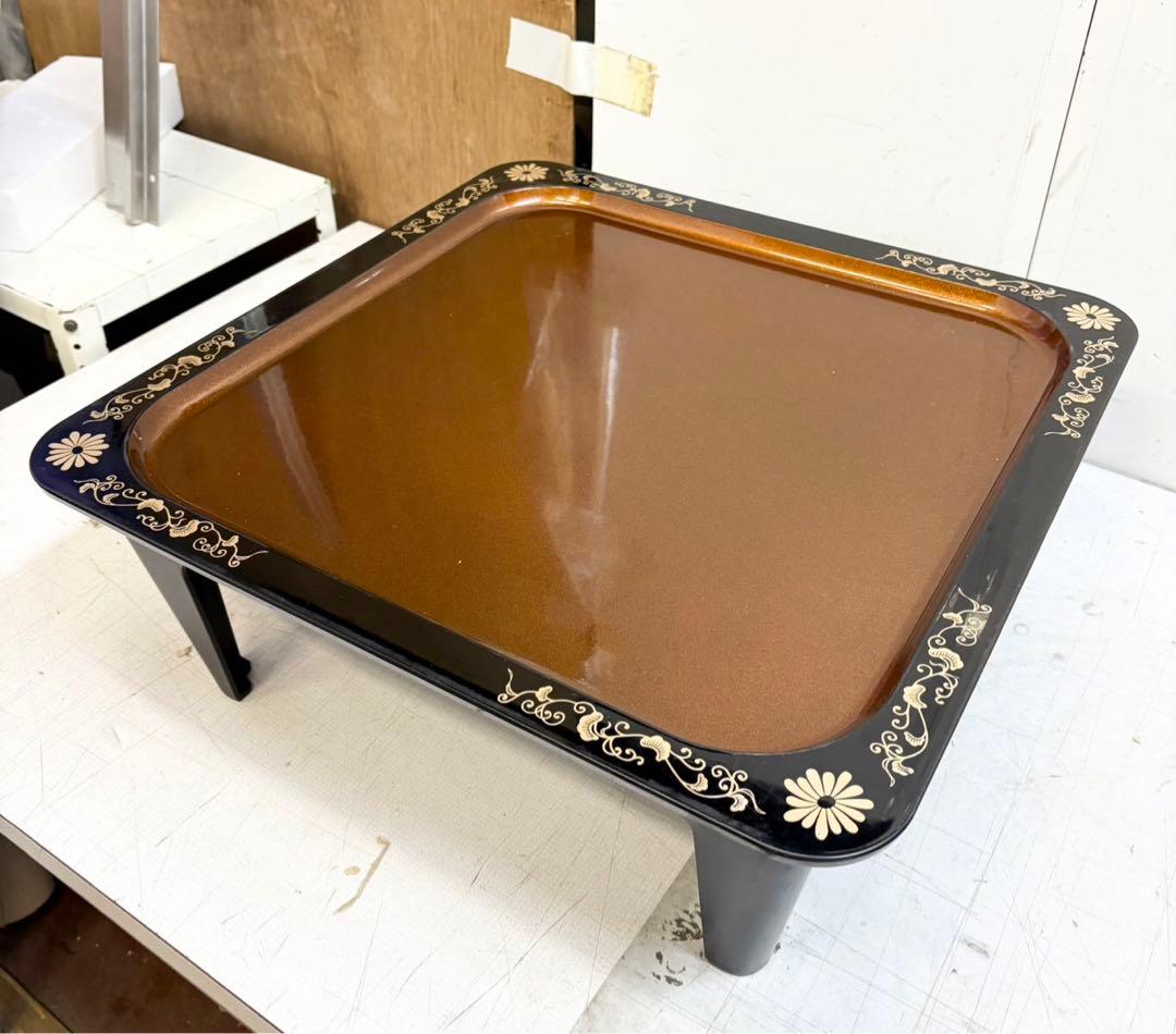 お膳 黒色 花模様 サイズ約540＊540＊200mm 10枚組みセット