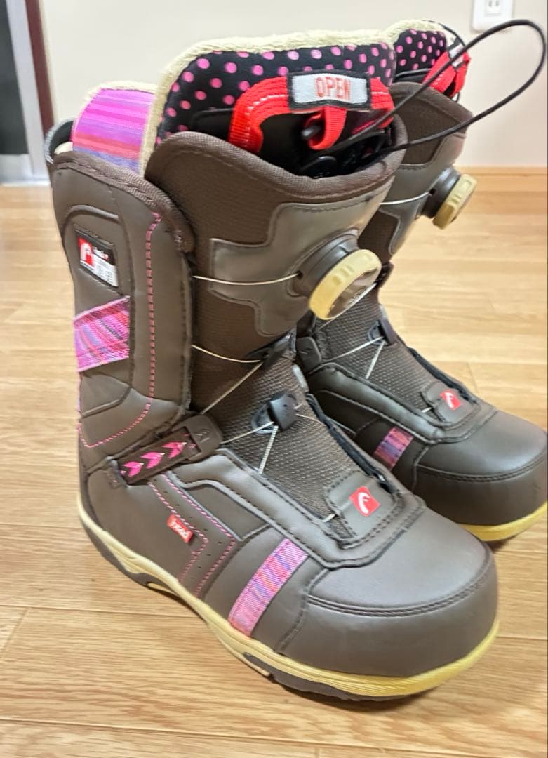 HEAD スノーボードブーツ 23cm ブラウン ピンク BOA システム