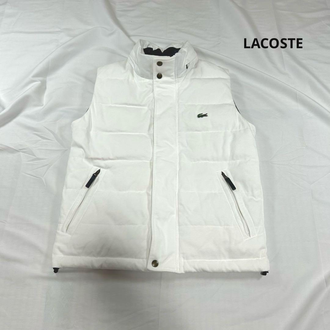 LACOSTE ダウンベスト ホワイト 胸元 刺繍ロゴ S