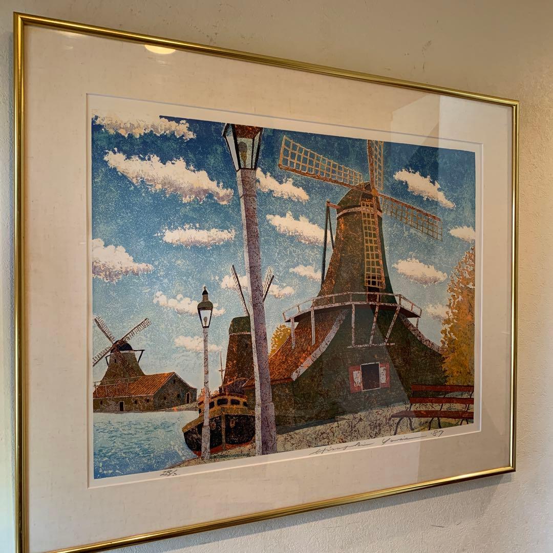 絵画　額装　超大判　山家久幸　リトグラフ　87年作　直ED直サイン　レア作品