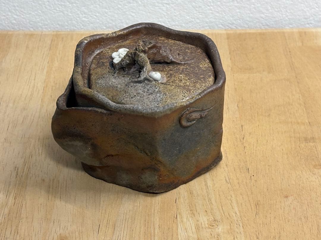 73.備前焼 宝瓶 登り窯 白梅 はくばい 六角 手びねり 急須