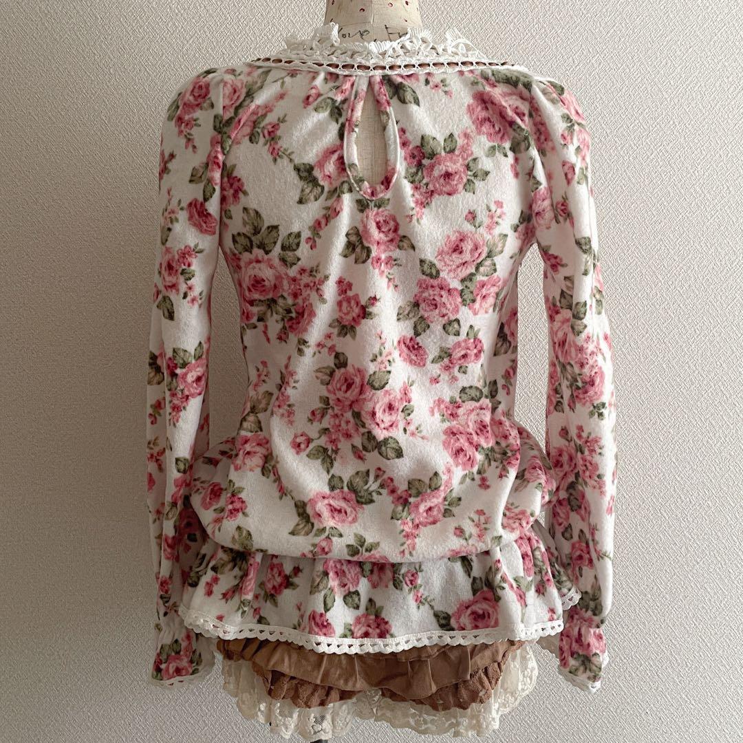 00s 希少 LIZLISA 2way 起毛ローズ柄はしごリボンミニワンピ