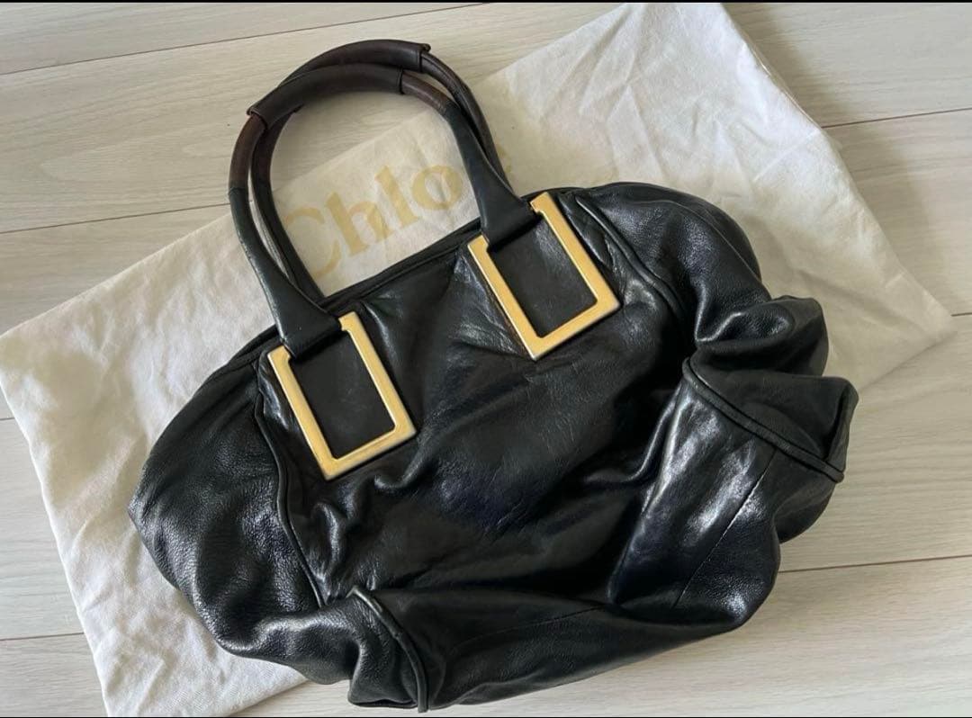 Chloé 黒 エテル　レザー ハンドバッグ 保存袋付き