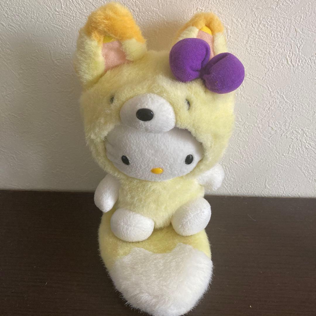 北海道限定　2004年製キティちゃん着ぐるみぬいぐるみ　ラベンダーキタキツネ