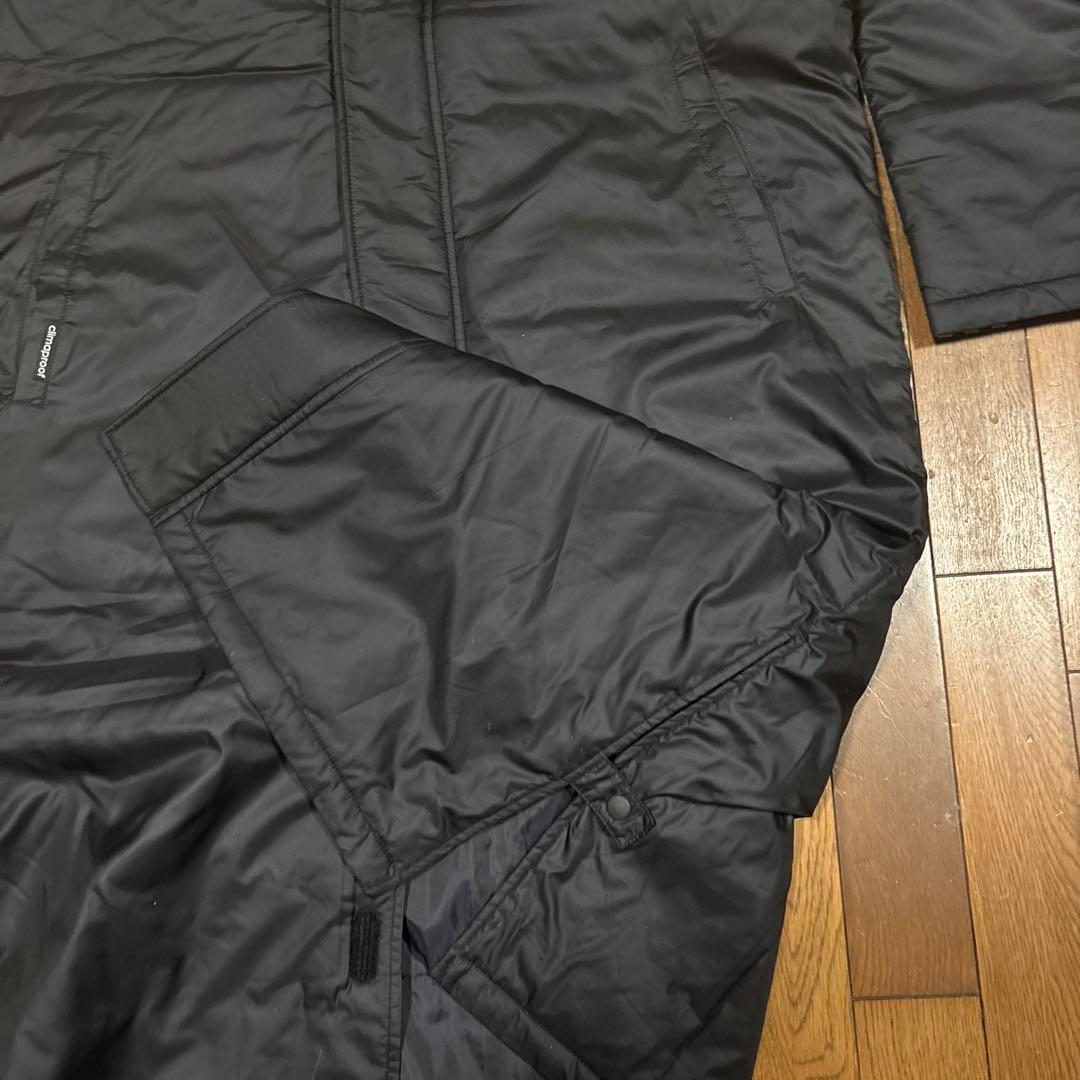 adidas メンズブラック ベンチコート L／スリーライン／フードあり／軽量