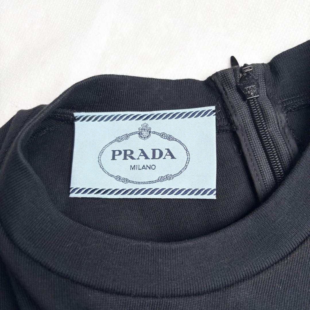 プラダ 2021 コットン リナイロン 切替ワンピース トライアングルロゴ 40