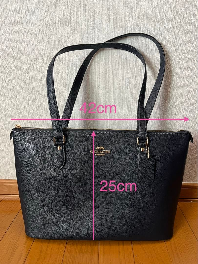 COACH ネイビーブルー レザー トートバッグ