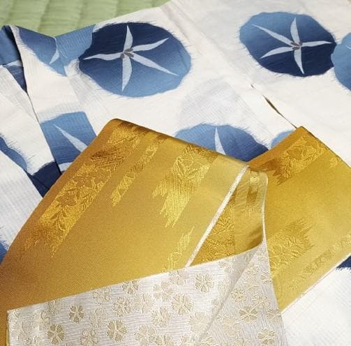 【7/28まで出品】夢工房 朝顔 アサガオ 浴衣・帯セット