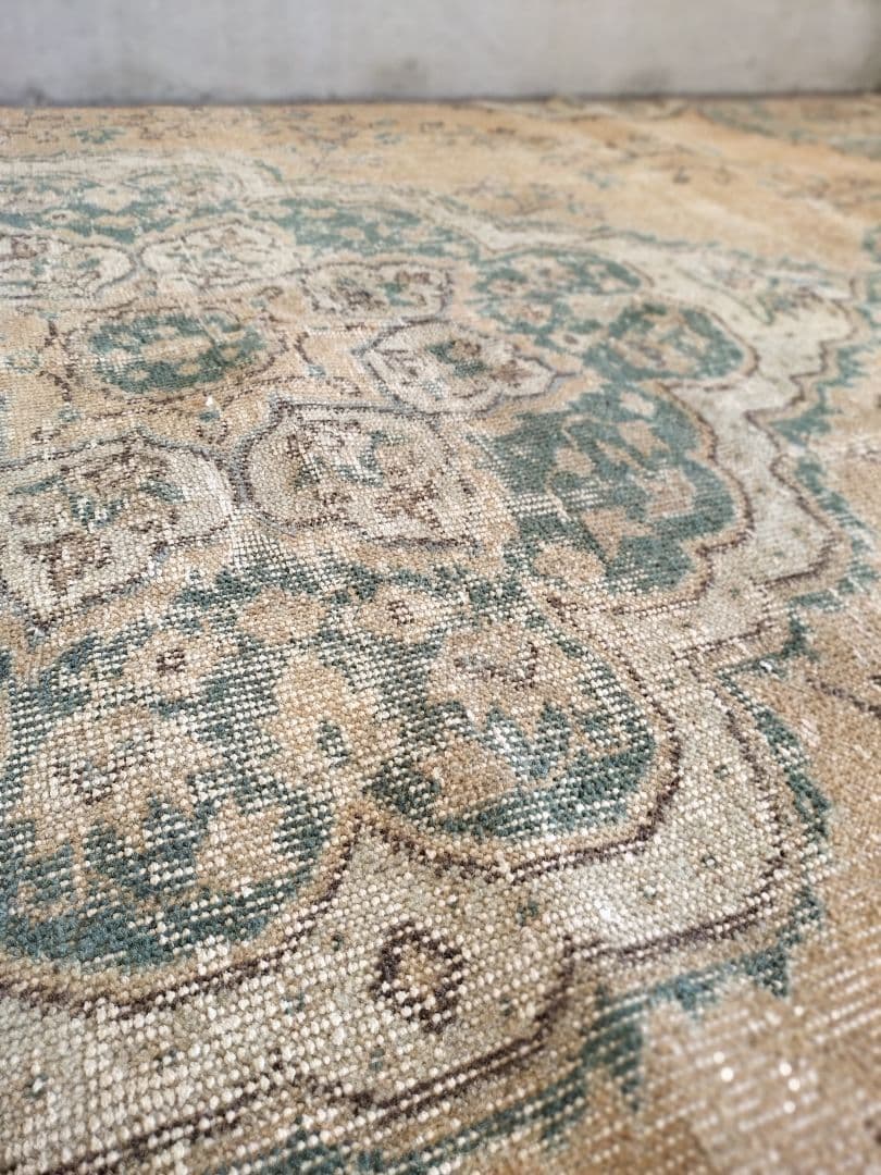 【Jessica】くすみベージュとターコイズのトルコラグNo.709