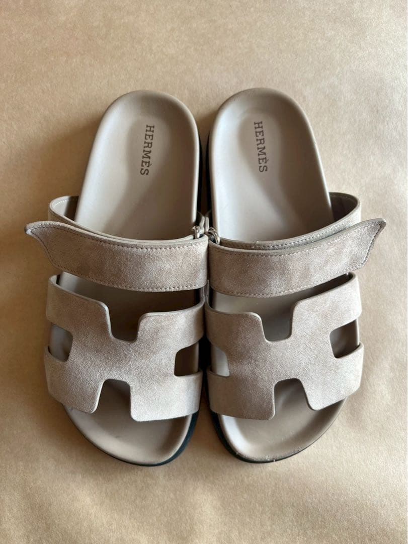 【美品】エルメス HERMES シプレ 37 サンダル ベージュ シェーヴル