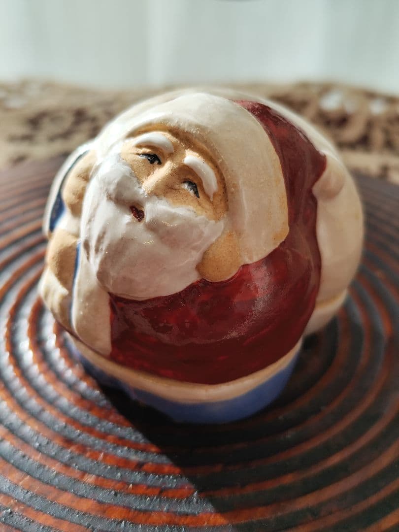 陶器　茶道具 香合 クリスマス サンタクロース 浅見与し三作 吉峯窯　茶道