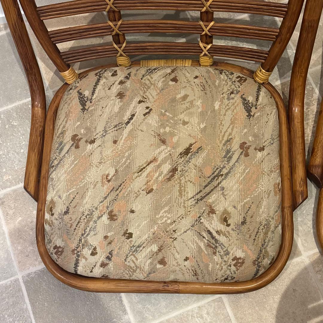 【美品】4脚セット　KAZAMA ラタン製 クッション付き座椅子