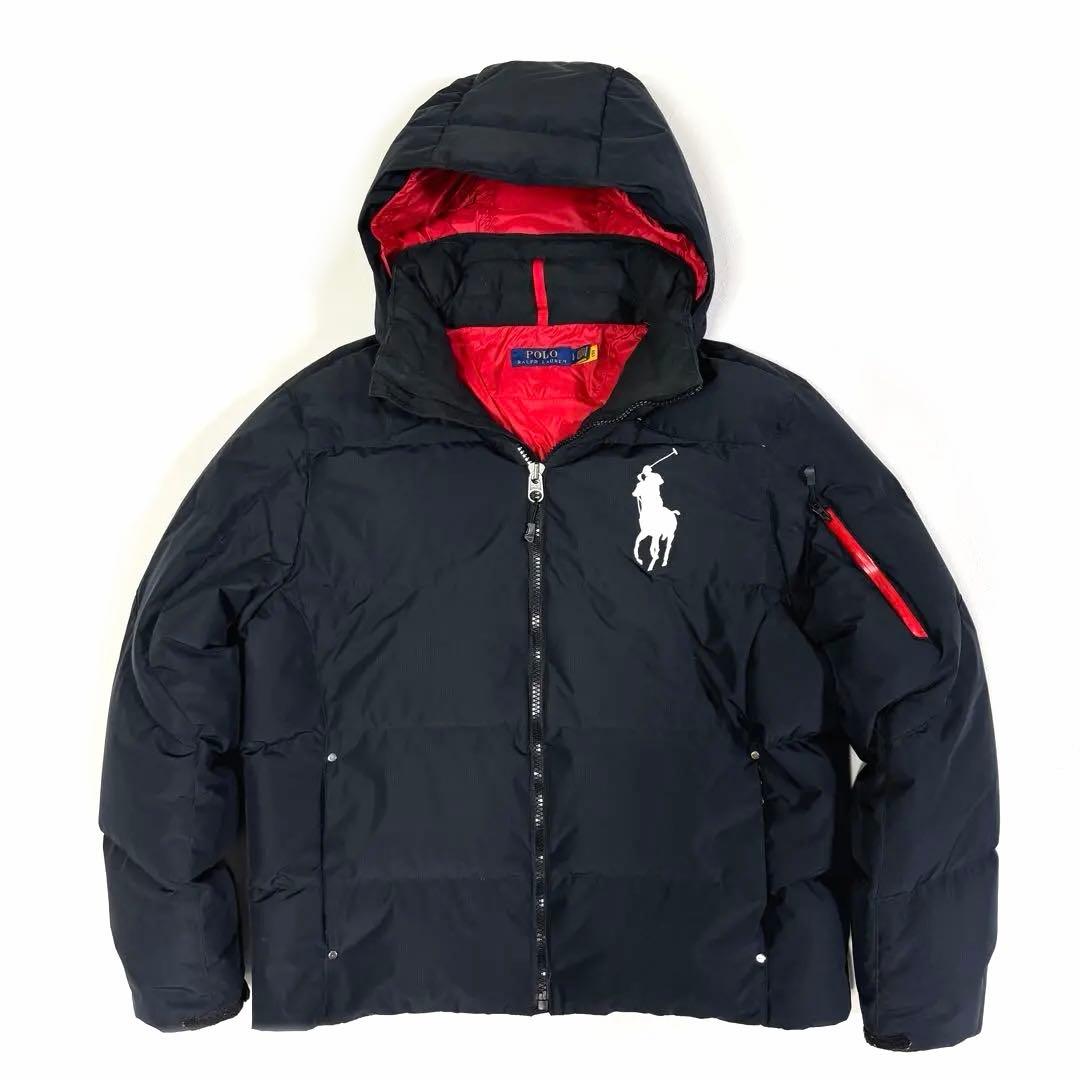 ポロラルフローレン ダウンジャケット ビッグポニー フード 近年 ブラック L