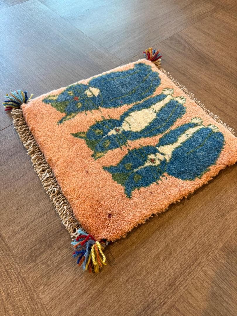 ペルシャギャッベ (ギャベ) チェアマット 39x38cm ギャッベ ラグ 玄関