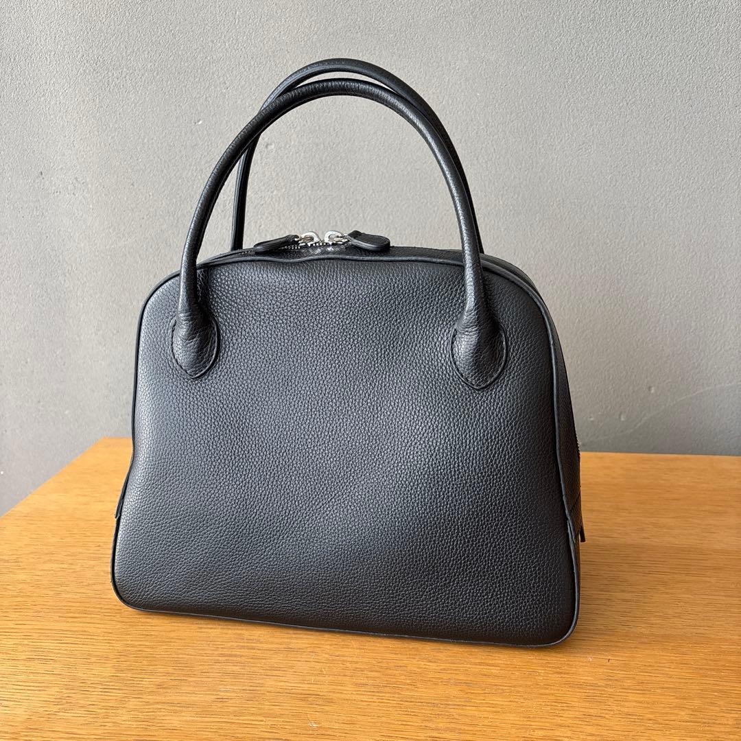 メゾンカナウ　ラウンドボストン　ハンドバッグ　レザー　黒