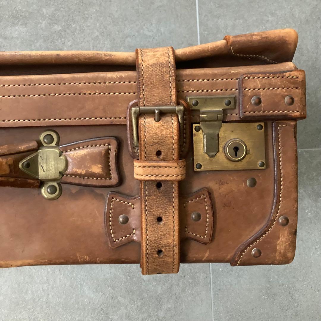 超特大 ヴィンテージ レザートランクケース トランクバッグ 73cm×41cm⑥