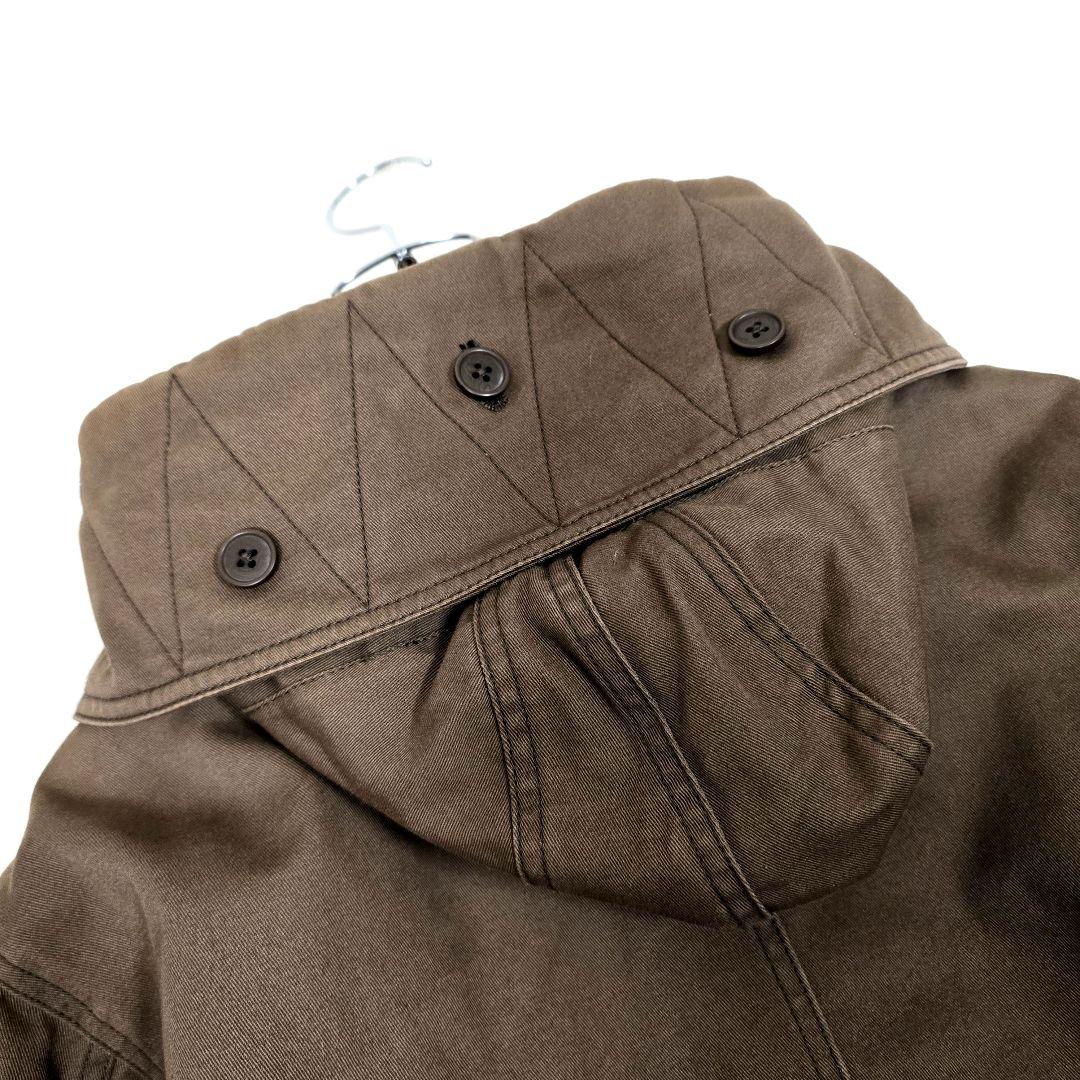 アダムエロペ モッズコート フード ボアライナー付 ロングコート ブラウン L