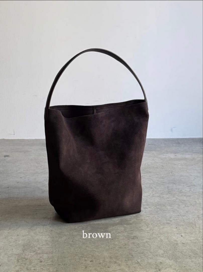 なお。JISTORY　ONE HANDLE SUEDE BAG ブラウン