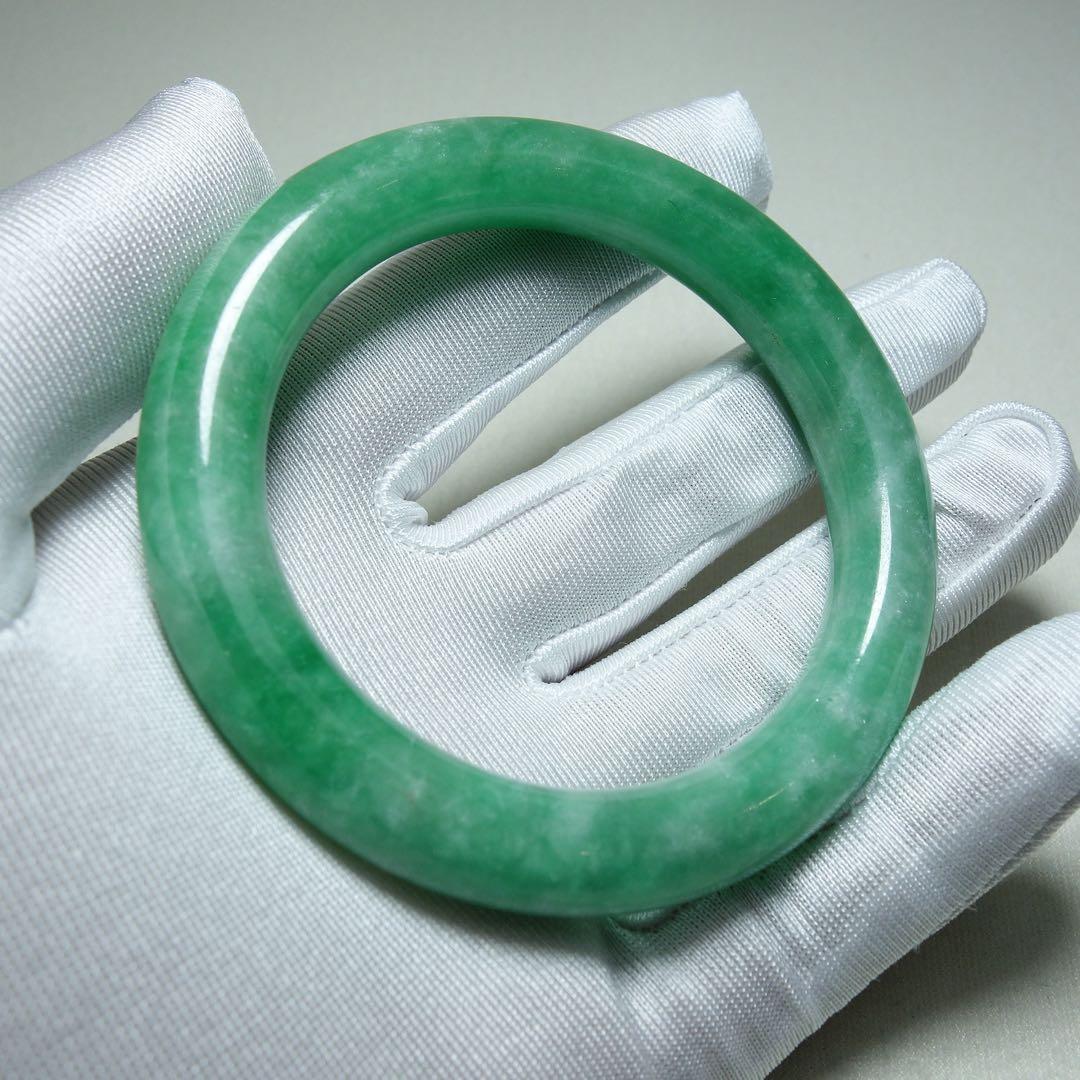C1A015　翡翠　満緑　バングル　天然石　時代物風